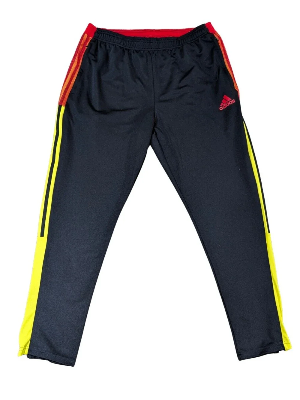 adidas Primegreen Track Pants Mens XL Black Yellow Red Ankle Zip No Drawstring